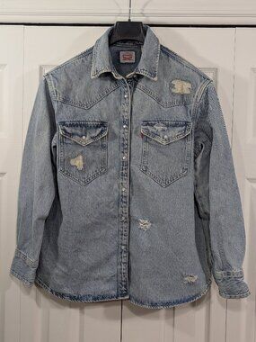 Levi's Western Distressed Denim Button Up Shirt